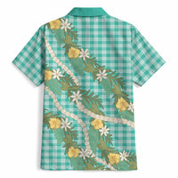 Aloha Puakenikeni Anthurium Pikake Lei Hawaiian Shirt Marine Hawaiian Palaka Pattern LT9 - Polynesian Pride