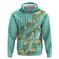 Aloha Puakenikeni Anthurium Pikake Lei Hoodie Marine Hawaiian Palaka Pattern