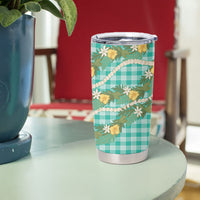 Aloha Puakenikeni Anthurium Pikake Lei Tumbler Cup Marine Hawaiian Palaka Pattern