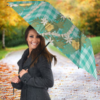 Aloha Puakenikeni Anthurium Pikake Lei Umbrella Marine Hawaiian Palaka Pattern