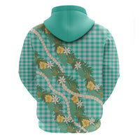 Aloha Puakenikeni Anthurium Pikake Lei Zip Hoodie Marine Hawaiian Palaka Pattern