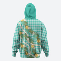 Aloha Puakenikeni Anthurium Pikake Lei Zip Hoodie Marine Hawaiian Palaka Pattern