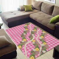Aloha Puakenikeni Anthurium Pikake Lei Area Rug Tropical Pink Hawaiian Palaka Pattern LT9 - Polynesian Pride