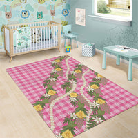 Aloha Puakenikeni Anthurium Pikake Lei Area Rug Tropical Pink Hawaiian Palaka Pattern LT9 - Polynesian Pride
