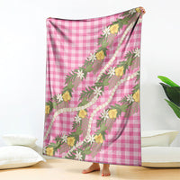Aloha Puakenikeni Anthurium Pikake Lei Blanket Tropical Pink Hawaiian Palaka Pattern