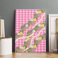 Aloha Puakenikeni Anthurium Pikake Lei Canvas Wall Art Tropical Pink Hawaiian Palaka Pattern LT9 - Polynesian Pride