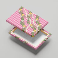Aloha Puakenikeni Anthurium Pikake Lei Canvas Wall Art Tropical Pink Hawaiian Palaka Pattern LT9 - Polynesian Pride