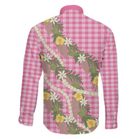 Aloha Puakenikeni Anthurium Pikake Lei Family Matching Mermaid Dress and Hawaiian Shirt Tropical Pink Hawaiian Palaka Pattern LT9 Son's Shirt Pink - Polynesian Pride
