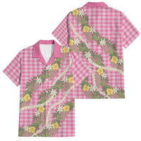 Aloha Puakenikeni Anthurium Pikake Lei Family Matching Summer Maxi Dress and Hawaiian Shirt Tropical Pink Hawaiian Palaka Pattern LT9 Dad's Shirt - Short Sleeve Pink - Polynesian Pride