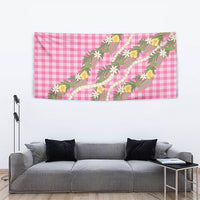 Aloha Puakenikeni Anthurium Pikake Lei Tapestry Tropical Pink Hawaiian Palaka Pattern LT9 - Polynesian Pride