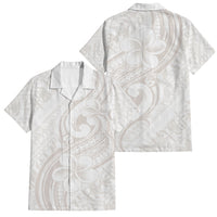 Hawaii Plumeria Lokelani Pikake Lei Family Matching Long Sleeve Bodycon Dress and Hawaiian Shirt Sandy Beige Polynesian Tattoo LT9 Dad's Shirt - Short Sleeve Beige - Polynesian Pride