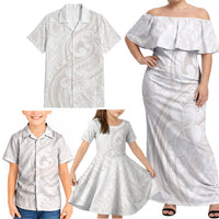 Hawaii Plumeria Lokelani Pikake Lei Family Matching Off Shoulder Maxi Dress and Hawaiian Shirt Sandy Beige Polynesian Tattoo LT9 - Polynesian Pride