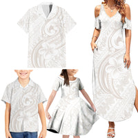 Hawaii Plumeria Lokelani Pikake Lei Family Matching Summer Maxi Dress and Hawaiian Shirt Sandy Beige Polynesian Tattoo LT9 - Polynesian Pride