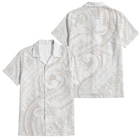 Hawaii Plumeria Lokelani Pikake Lei Family Matching Summer Maxi Dress and Hawaiian Shirt Sandy Beige Polynesian Tattoo LT9 Dad's Shirt - Short Sleeve Beige - Polynesian Pride