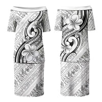 Hawaii Plumeria Lokelani Pikake Lei Couples Matching Puletasi and Long Sleeve Button Shirt Ele'ele Polynesian Tattoo LT9 - Polynesian Pride