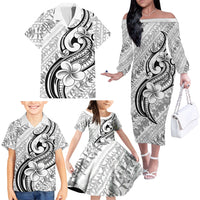 Hawaii Plumeria Lokelani Pikake Lei Family Matching Off The Shoulder Long Sleeve Dress and Hawaiian Shirt Ele'ele Polynesian Tattoo LT9 - Polynesian Pride