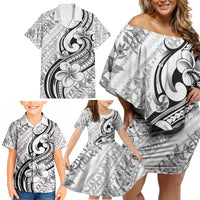 Hawaii Plumeria Lokelani Pikake Lei Family Matching Off Shoulder Short Dress and Hawaiian Shirt Ele'ele Polynesian Tattoo LT9 - Polynesian Pride