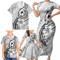 Hawaii Plumeria Lokelani Pikake Lei Family Matching Short Sleeve Bodycon Dress and Hawaiian Shirt Ele'ele Polynesian Tattoo LT9 - Polynesian Pride