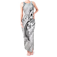 Hawaii Plumeria Lokelani Pikake Lei Tank Maxi Dress Ele'ele Polynesian Tattoo LT9 Women Black - Polynesian Pride
