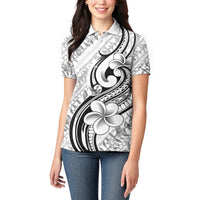 Hawaii Plumeria Lokelani Pikake Lei Women Polo Shirt Ele'ele Polynesian Tattoo