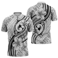 Hawaii Plumeria Lokelani Pikake Lei Zipper Polo Shirt Ele'ele Polynesian Tattoo LT9 - Polynesian Pride