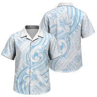 Hawaii Plumeria Lokelani Pikake Lei Family Matching Off Shoulder Maxi Dress and Hawaiian Shirt Uliuli Polynesian Tattoo LT9 Son's Shirt Blue - Polynesian Pride