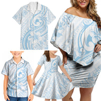 Hawaii Plumeria Lokelani Pikake Lei Family Matching Off Shoulder Short Dress and Hawaiian Shirt Uliuli Polynesian Tattoo LT9 - Polynesian Pride