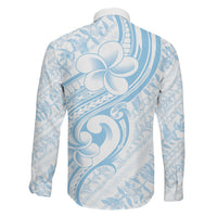 Hawaii Plumeria Lokelani Pikake Lei Family Matching Off Shoulder Short Dress and Hawaiian Shirt Uliuli Polynesian Tattoo LT9 Son's Shirt Blue - Polynesian Pride