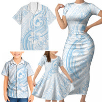 Hawaii Plumeria Lokelani Pikake Lei Family Matching Short Sleeve Bodycon Dress and Hawaiian Shirt Uliuli Polynesian Tattoo LT9 - Polynesian Pride