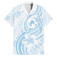 Hawaii Plumeria Lokelani Pikake Lei Family Matching Short Sleeve Bodycon Dress and Hawaiian Shirt Uliuli Polynesian Tattoo LT9 Dad's Shirt - Short Sleeve Blue - Polynesian Pride
