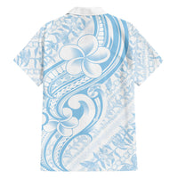 Hawaii Plumeria Lokelani Pikake Lei Family Matching Short Sleeve Bodycon Dress and Hawaiian Shirt Uliuli Polynesian Tattoo LT9 Dad's Shirt - Long Sleeve Blue - Polynesian Pride