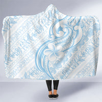Hawaii Plumeria Lokelani Pikake Lei Hooded Blanket Uliuli Polynesian Tattoo LT9 One Size Blue - Polynesian Pride