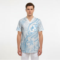 Hawaii Plumeria Lokelani Pikake Lei Scrub Top Uliuli Polynesian Tattoo