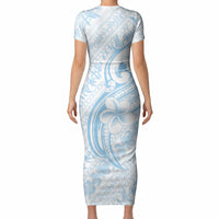 Hawaii Plumeria Lokelani Pikake Lei Short Sleeve Bodycon Dress Uliuli Polynesian Tattoo LT9 - Polynesian Pride