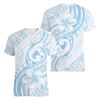 Hawaii Plumeria Lokelani Pikake Lei Women V-Neck T-Shirt Uliuli Polynesian Tattoo