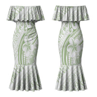 Hawaii Plumeria Lokelani Pikake Lei Couples Matching Mermaid Dress and Hawaiian Shirt Oma'oma'o Polynesian Tattoo LT9 - Polynesian Pride