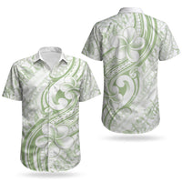 Hawaii Plumeria Lokelani Pikake Lei Couples Matching Off The Shoulder Long Sleeve Dress and Hawaiian Shirt Oma'oma'o Polynesian Tattoo LT9 - Polynesian Pride