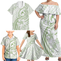 Hawaii Plumeria Lokelani Pikake Lei Family Matching Off Shoulder Maxi Dress and Hawaiian Shirt Oma'oma'o Polynesian Tattoo LT9 - Polynesian Pride