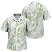 Hawaii Plumeria Lokelani Pikake Lei Family Matching Off Shoulder Short Dress and Hawaiian Shirt Oma'oma'o Polynesian Tattoo LT9 Son's Shirt Green - Polynesian Pride