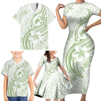 Hawaii Plumeria Lokelani Pikake Lei Family Matching Short Sleeve Bodycon Dress and Hawaiian Shirt Oma'oma'o Polynesian Tattoo LT9 - Polynesian Pride
