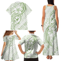 Hawaii Plumeria Lokelani Pikake Lei Family Matching Tank Maxi Dress and Hawaiian Shirt Oma'oma'o Polynesian Tattoo LT9 Mom's Dress Green - Polynesian Pride
