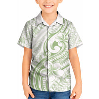 Hawaii Plumeria Lokelani Pikake Lei Kid Hawaiian Shirt Oma'oma'o Polynesian Tattoo LT9 Kid Green - Polynesian Pride