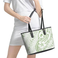 Hawaii Plumeria Lokelani Pikake Lei Leather Tote Bag Oma'oma'o Polynesian Tattoo