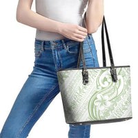 Hawaii Plumeria Lokelani Pikake Lei Leather Tote Bag Oma'oma'o Polynesian Tattoo