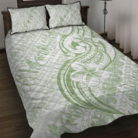 Hawaii Plumeria Lokelani Pikake Lei Quilt Bed Set Oma'oma'o Polynesian Tattoo LT9 Green - Polynesian Pride