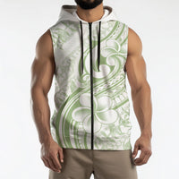 Hawaii Plumeria Lokelani Pikake Lei Sleeveless Zip Hoodie Oma'oma'o Polynesian Tattoo