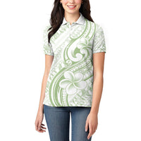 Hawaii Plumeria Lokelani Pikake Lei Women Polo Shirt Oma'oma'o Polynesian Tattoo