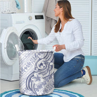 Hawaii Plumeria Lokelani Pikake Lei Laundry Basket Navy Blue Polynesian Tattoo