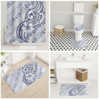 Hawaii Plumeria Lokelani Pikake Lei Bathroom Set Navy Blue Polynesian Tattoo LT9 - Polynesian Pride