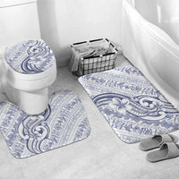 Hawaii Plumeria Lokelani Pikake Lei Bathroom Set Navy Blue Polynesian Tattoo LT9 Mat Set Only (3 pcs) One Size Navy Blue - Polynesian Pride